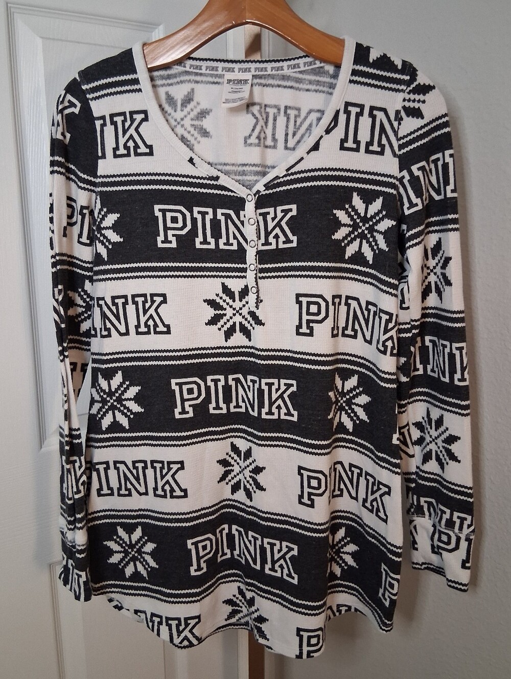 Victorias Secret Pink Waffle Knit Long Sleeve Medium